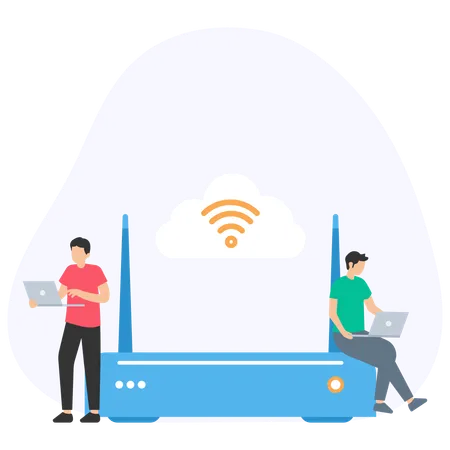 Business people working on internet connection  Illustration