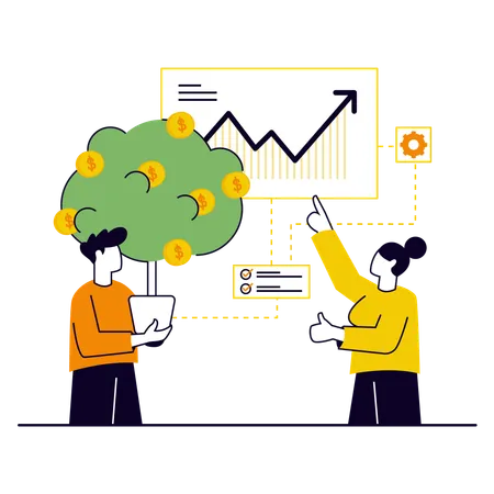 Business people working on investment growth  Illustration