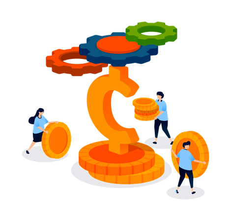 Business people working on investment setting  Illustration