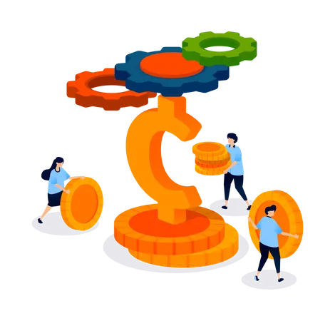 Business people working on investment setting  Illustration
