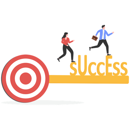 Business people working on key to success  Illustration