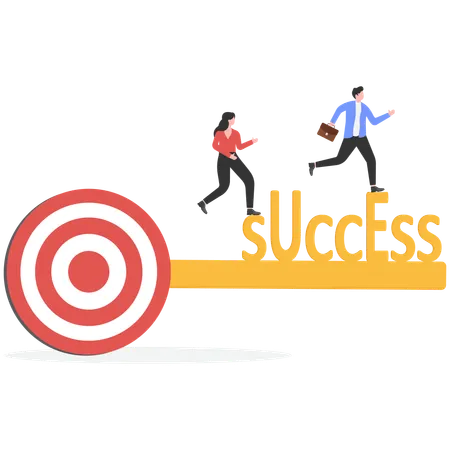 Business people working on key to success  Illustration