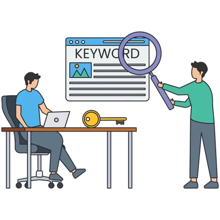 Business people working on keywording  Illustration