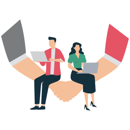 Business people working on laptop  Illustration