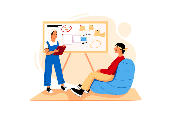 Business People working on managing marketing tasks  Illustration