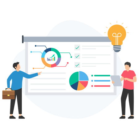 Business People Working on Market Strategies  Illustration