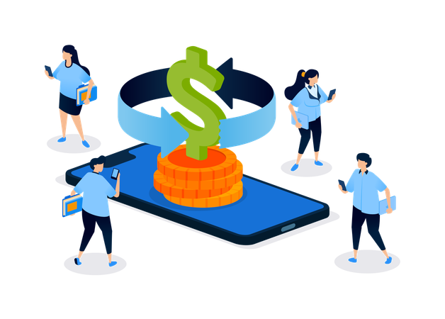 Business people working on money circulation  Illustration