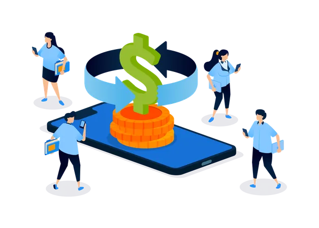 Business people working on money circulation  Illustration