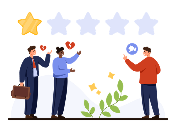 Business people working on negative feedback  Illustration