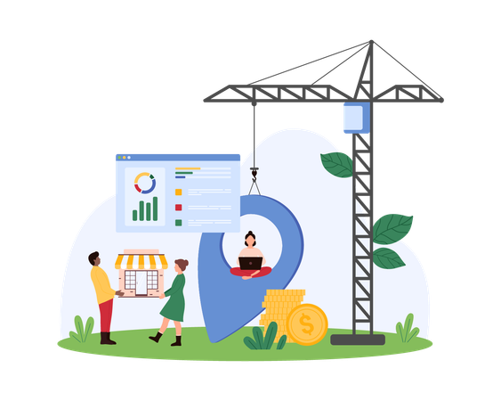 Business people working on online navigation  Illustration