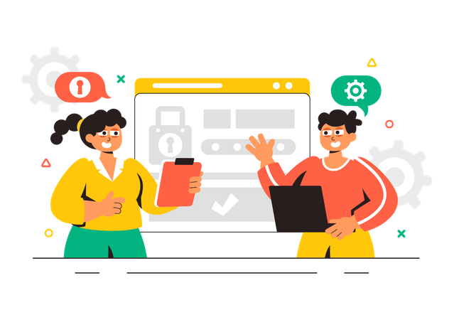 Business people working on online security  Illustration