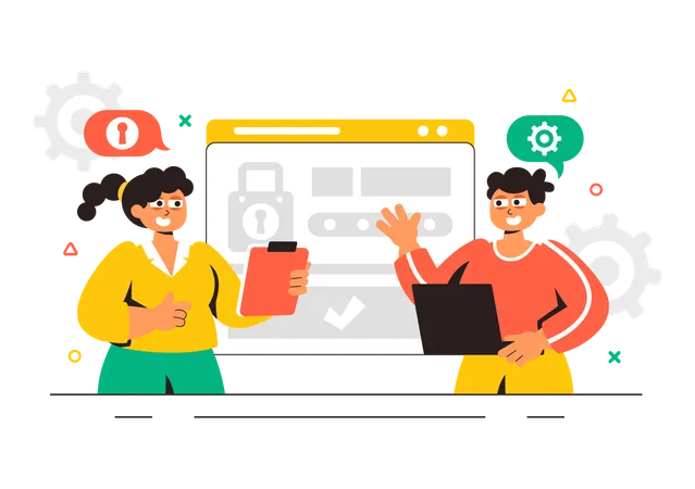 Business people working on online security  Illustration
