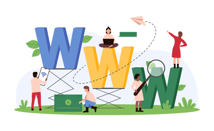 Business people working on online website  Illustration