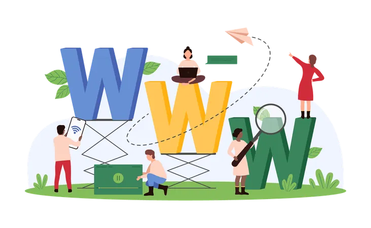 Business people working on online website  Illustration