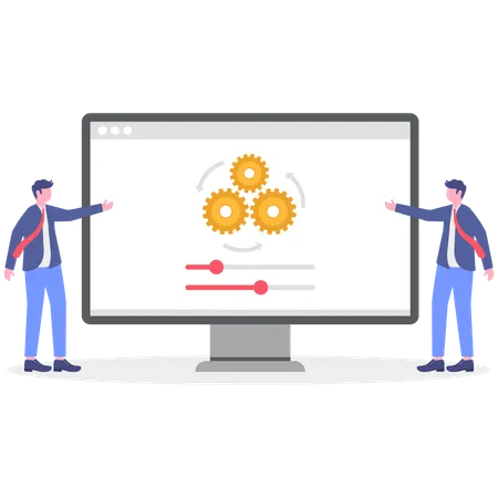 Business people working on business optimisation  Illustration