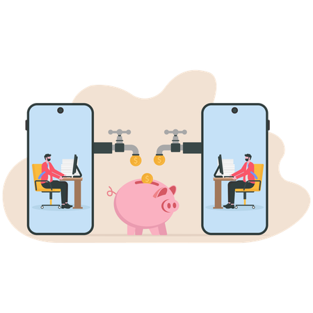 Business people working on passive income  Illustration