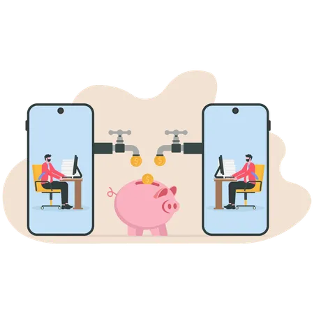 Business people working on passive income  Illustration