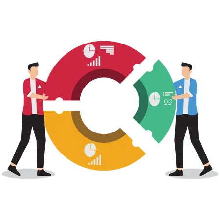 Business people working on business pie chart  Illustration