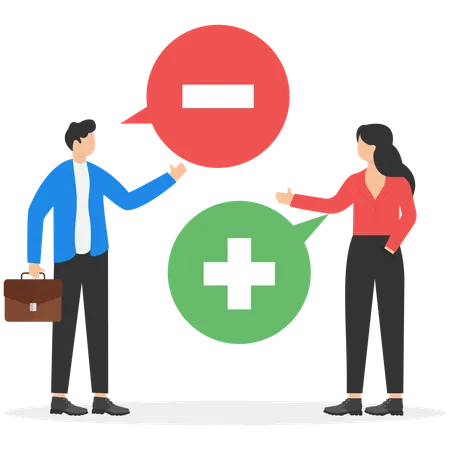 Business people working on positive negative thoughts  Illustration