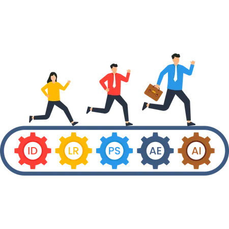 Business people working on Business Process Automation  Illustration