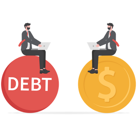 Business people working on profit and debt  Illustration