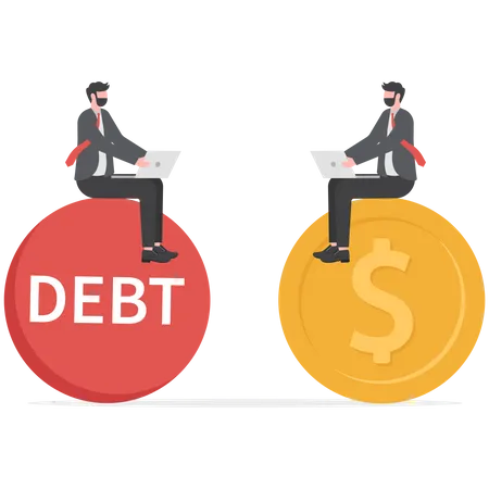 Business people working on profit and debt  Illustration