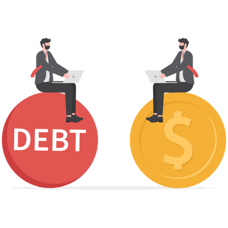 Business people working on profit and debt  Illustration