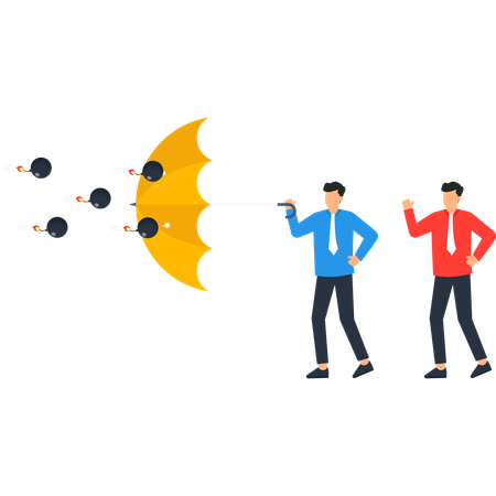Business people working on Protection  Illustration