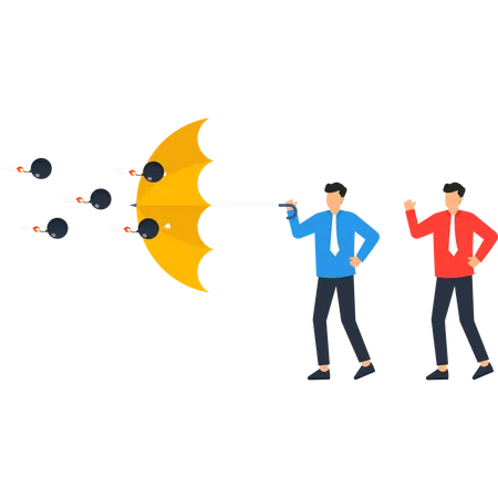 Business people working on Protection  Illustration