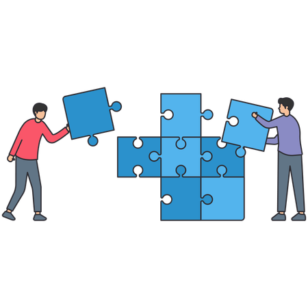 Business people working on puzzle strategy  Illustration