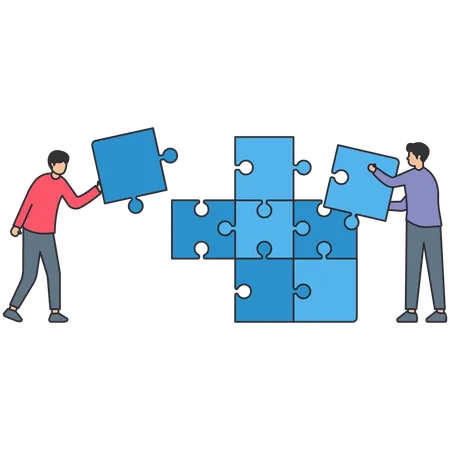 Business people working on puzzle strategy  Illustration