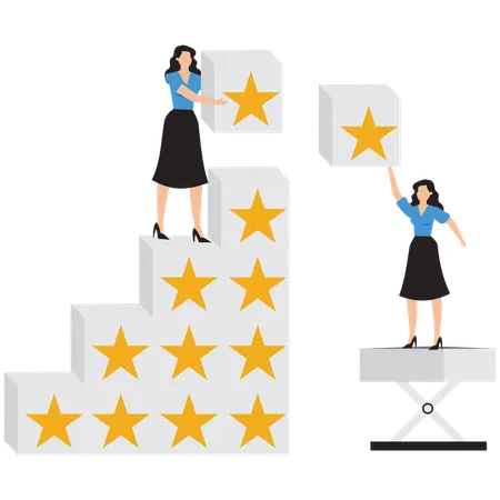 Business people working on business rating  Illustration