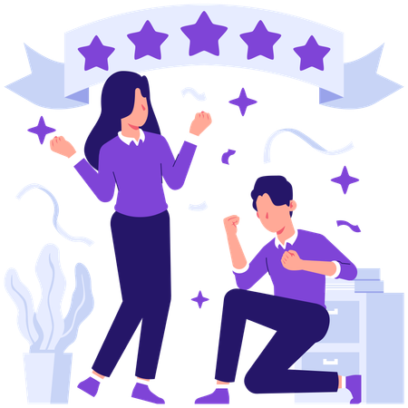 Business people working on business rating  Illustration
