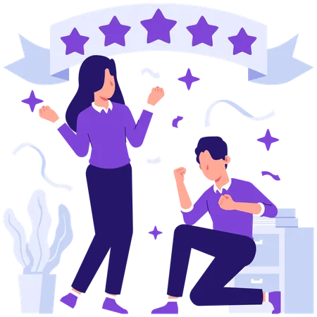 Business people working on business rating  Illustration