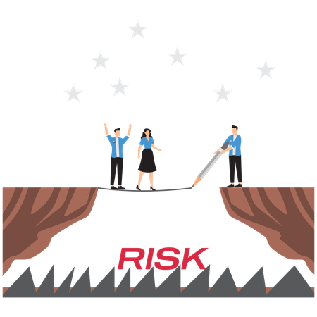 Business people working on risk management  Illustration