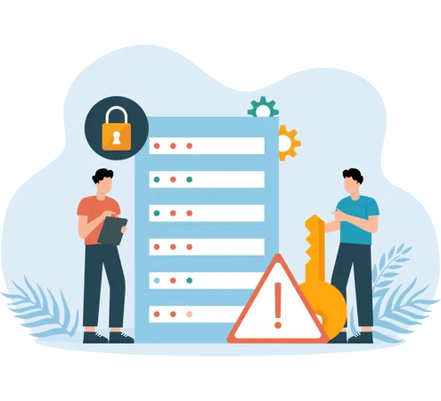 Business people working on server security  Illustration