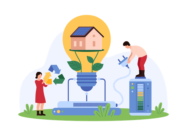 Business people working on smart home idea  Illustration