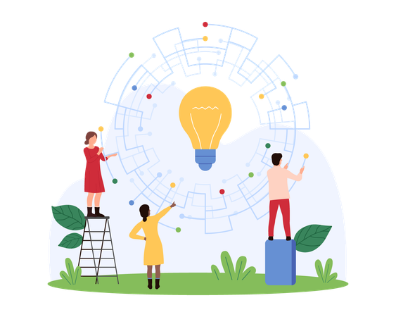 Business people working on smart project development  Illustration