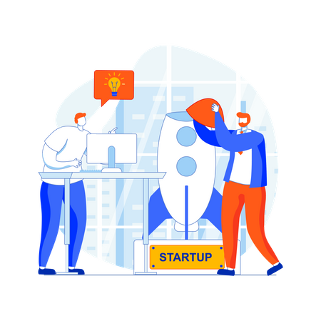Business people working on startup Illustration