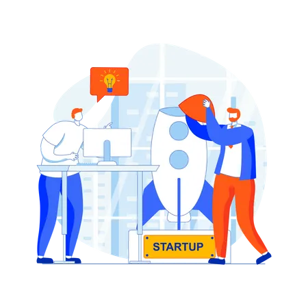 Business people working on startup  Illustration