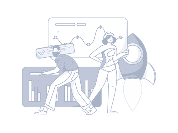 Business people working on startup analysis  Illustration