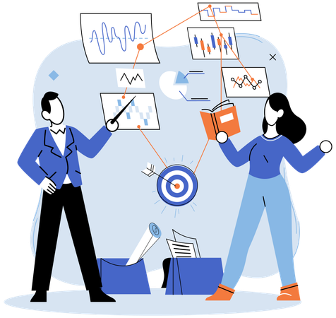 Business people working on startup analysis  Illustration