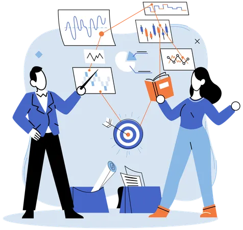 Business people working on startup analysis  Illustration