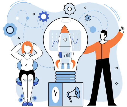 Business people working on startup idea  Illustration