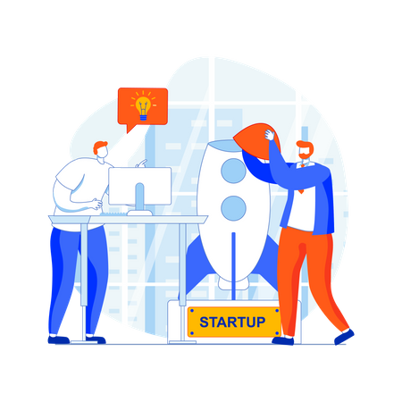 Business people working on startup  Illustration