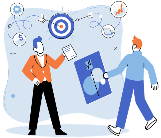 Business people working on strategy  Illustration