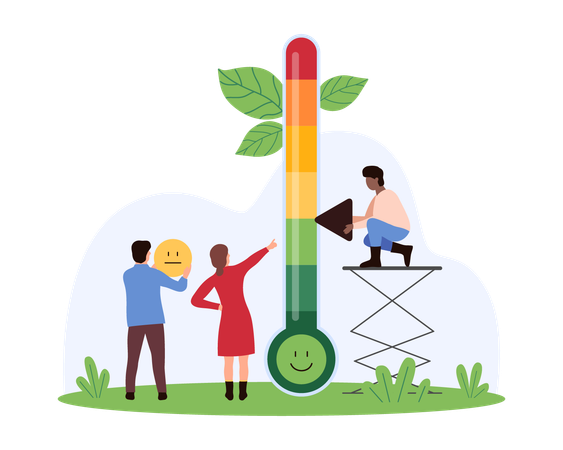 Business people working on stress level measurement  Illustration