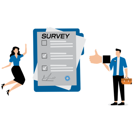 Business people working on survey form  Illustration