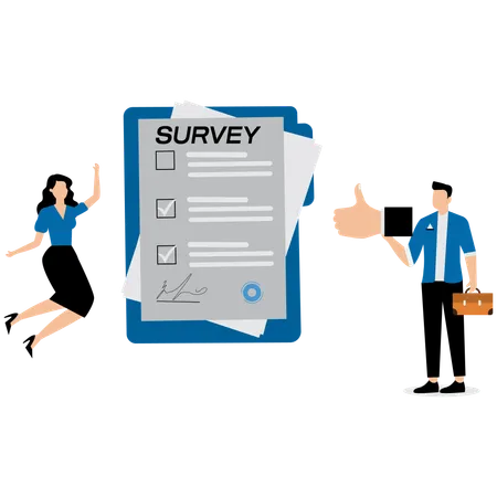 Business people working on survey form  Illustration