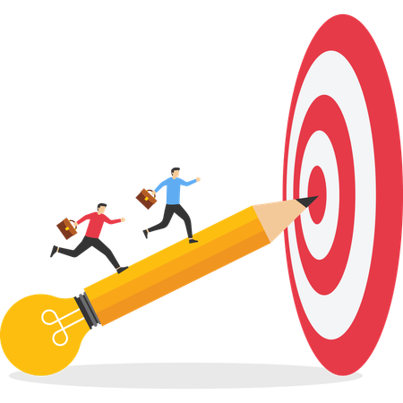 Business people working on target achievement  Illustration